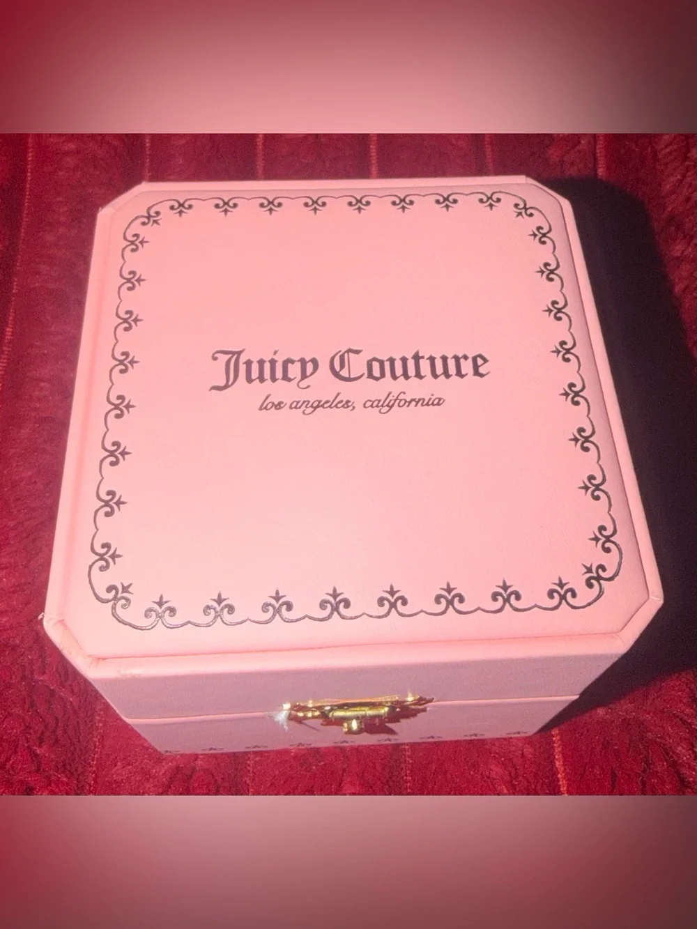 Juicy Couture Pink Leather Strap Watch with Gold-Tone Case and Heart Charm
